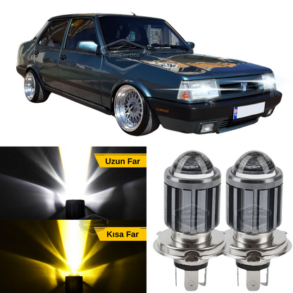 Tofaş Şahin Doğan Kartal 131 Uyumlu Mercekli Far Ampulü Led Xenon Çift Renk Sarı-Beyaz Far Şimşek Etkili CSP Led Lamba Uzun Kısa 2 Adet Takım image 0