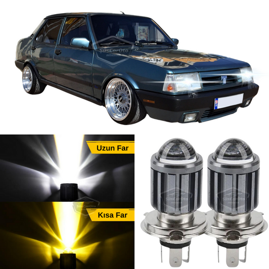 Tofaş Şahin Doğan Kartal 131 Uyumlu Mercekli Far Ampulü Led Xenon Çift Renk Sarı-Beyaz Far Şimşek Etkili CSP Led Lamba Uzun Kısa 2 Adet Takım image 0