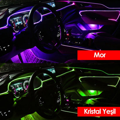 Araç Araba İçi Torpido Ledi Renkli İp Neon İp Led 2 Metre image 1