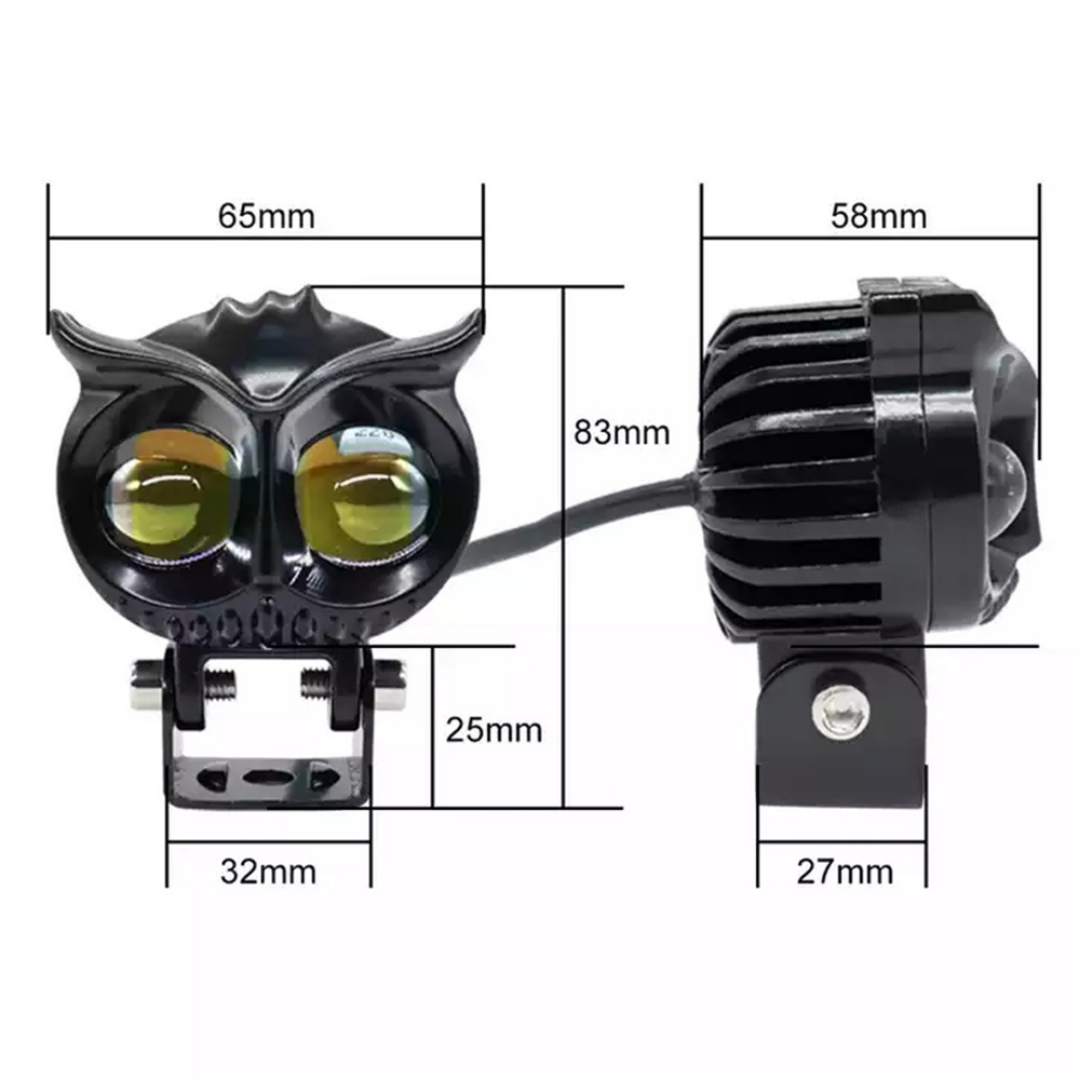 Baykuş Sis Farı Çift Renk Sarı-Beyaz Araç Motosiklet Off Road Led Lamba Delici Yayıcı Projektör 50W Metal Arazi Çalışma Lambası 1 Adet image 3