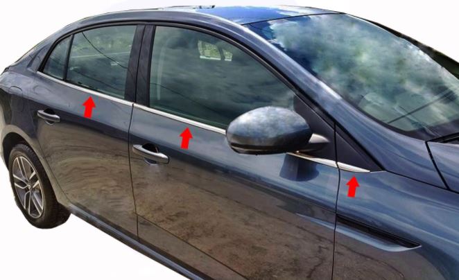 Renault Megane 4 Sedan 2016 ve Sonrası Krom Cam Çıtası 6 Parça image 1