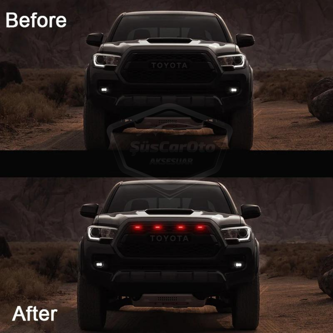 Üniversal Oto RGB Ön Panjur Ledi App Kontrollü Araç Ön Izgara Aydınlatma Off Road Suv Dekoratif Panjur Lambası 4'lü 12V image 6