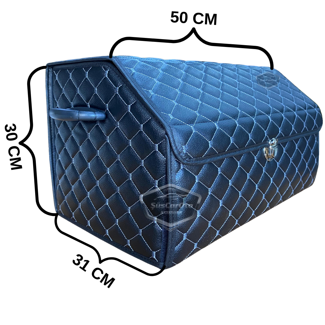 Araç Bagaj Düzenleyici Deri Çanta Organizer Deri Araba Çantası Oto Içi Eşya Aksesuarları Düzenleme Otomobil Aksesuar Malzeme Beyaz Dikişli Kapitone image 2