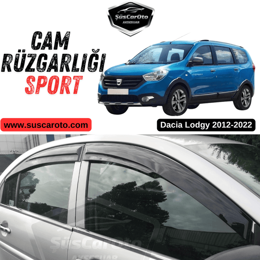 Dacia Lodgy 2012-2022 Uyumlu Mugen Cam Rüzgarlığı Seti Piano Black 4'lü İthal Parlak Siyah image 0