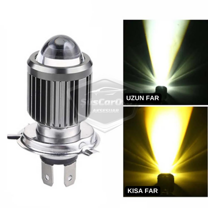 Citroen Saxo 1996-2005 Uyumlu Mercekli Far Ampulü Led Xenon Çift Renk Sarı-Beyaz Far Şimşek Etkili CSP Led Lamba Uzun Kısa 2 Adet Takım image 2