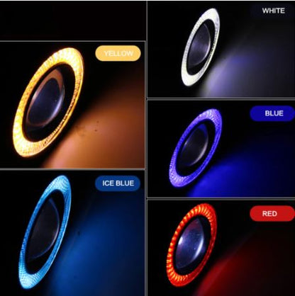 Üniversal Mercekli Angel Sis Farı Metal Su Geçirmez 89 mm Mavi Halkalı Angel Eyes image 8