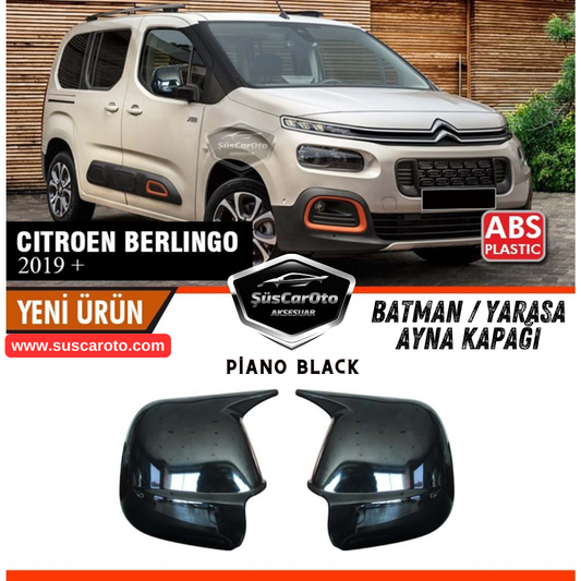 Citroen Berlingo Mk3 2019 Sonrası Uyumlu Batman Yarasa Ayna Kapağı Piano Black ABS Plastik Sağ Sol Takım image 0