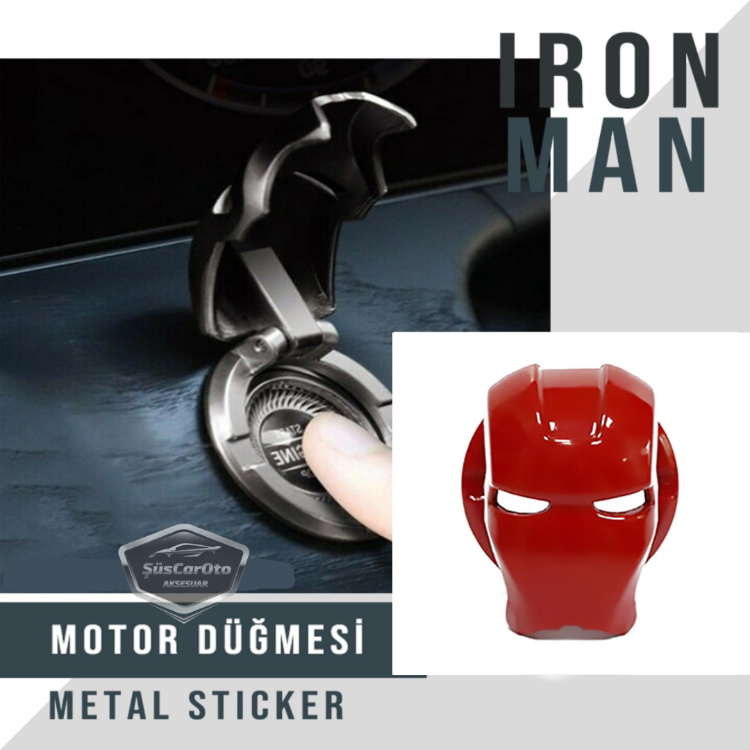 Start Stop Tuşu Kapağı Iron Man Metal Tuş Koruyucu Dekoratif Özel Çinko Alaşım Kırmızı image 0