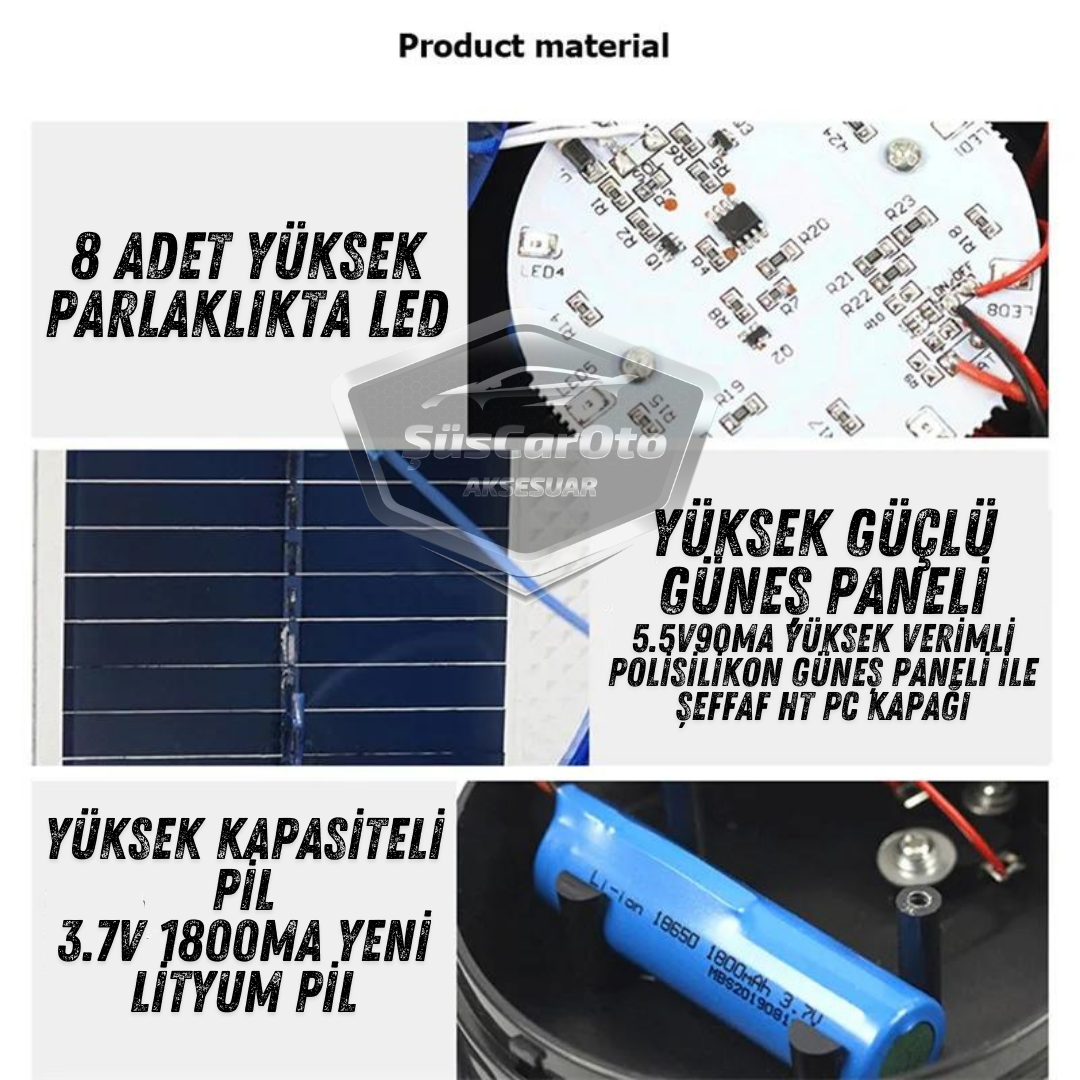 Güneş Enerjili Mıknatıslı Çakarlı Tavan Tepe Lambası Yuvarlak Tip Off Road Ambulans İtfaiye Kurtarıcı Çakar Su Geçirmez Turuncu Kablosuz Tepe Çakar image 4