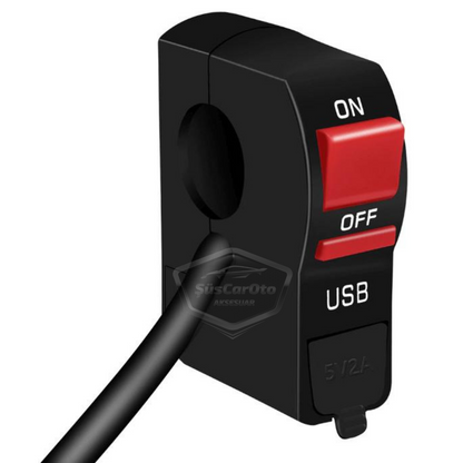 Motosiklet Atv Elektrikli Bisiklet Jetski 12V Açma Kapama Düğmesi Butonu Far Anahtarı USB Şarj Soketi Su Geçirmez 22 mm Gidon Montaj Çok Fonksiyonlu USB Şarj Cihazı image 8