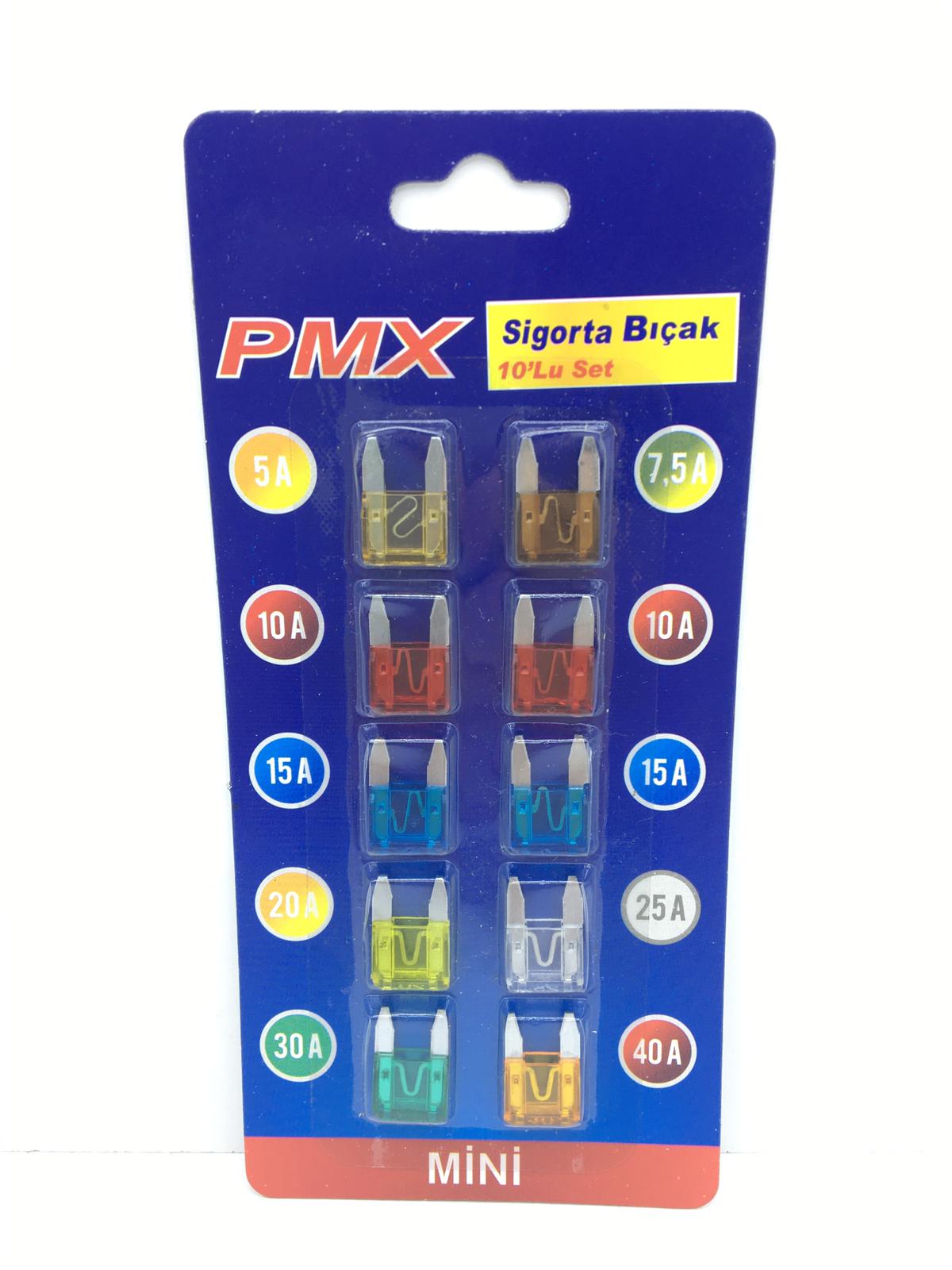 PMX Üniversal 10 lu Araç Mini Tip Bıçak Sigorta Seti image 0