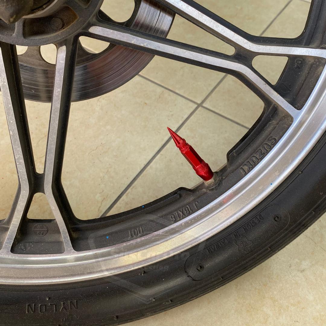 Sivri Sibop Kapağı Mermi Sibop Kapağı Araba Motosiklet Bisiklet Metal 4 lü Set Kırmızı image 7