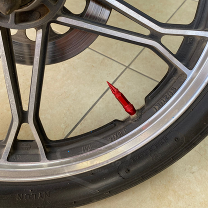 Sivri Sibop Kapağı Mermi Sibop Kapağı Araba Motosiklet Bisiklet Metal 4 lü Set Kırmızı image 7