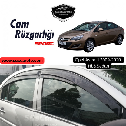 Opel Astra J Hb &amp; Sedan 2009-2020 Uyumlu Mugen Cam Rüzgarlığı Seti Piano Black 4'lü İthal image 0