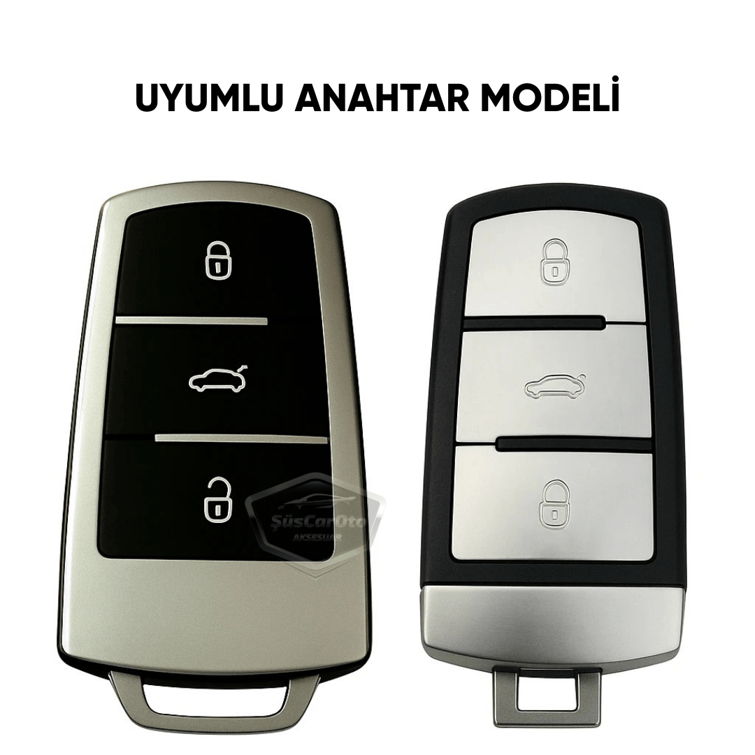 Volkswagen Passat B6 B7 Uyumlu Silikon Anahtar Kılıfı Oto Anahtar Kabı Darbe Emici Anahtarlık Koyu Titan Gri image 2