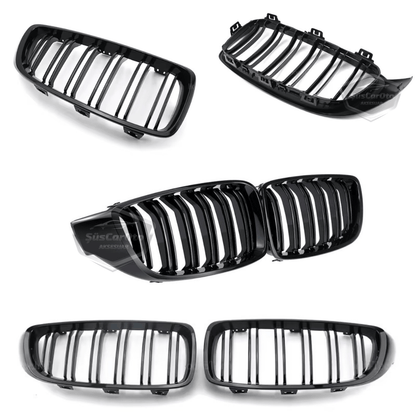 Bmw 4 Serisi F32 F33 F36 2013-2019 Uyumlu Ön Panjur Böbrek M4 Görünüm Izgara Çift Çizgi İthal Piano Black 1.Sınıf Sağ Sol Takım image 3