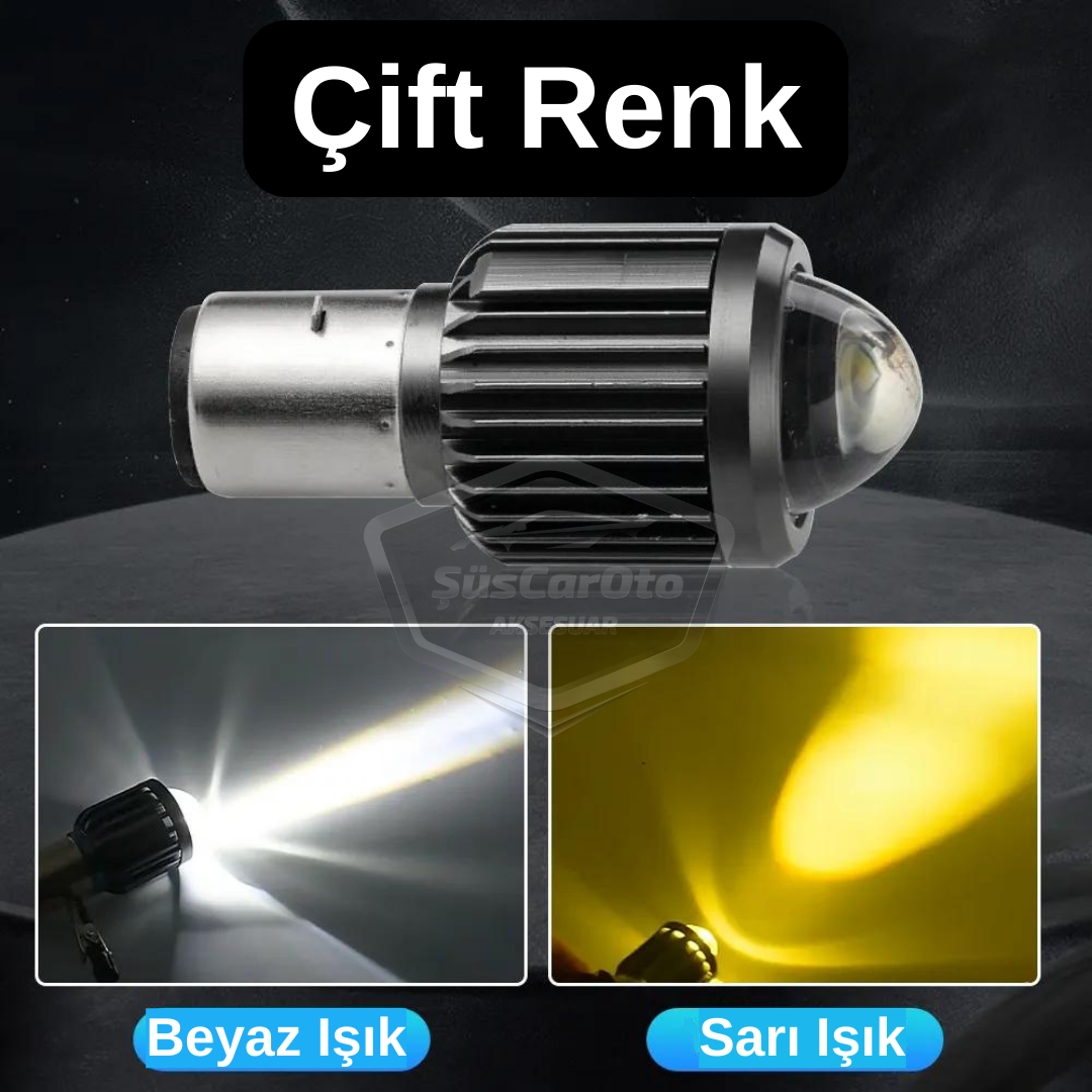 Otomobil Araç Motosiklet Mercekli Far Ampulü Led Far Çift Renk Sarı-Beyaz CSP Led Lamba Delici Yayıcı S2 Uzun Kısa 1 Adet BA20D H6 image 1