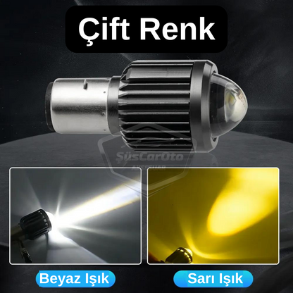 Otomobil Araç Motosiklet Mercekli Far Ampulü Led Far Çift Renk Sarı-Beyaz CSP Led Lamba Delici Yayıcı S2 Uzun Kısa 1 Adet BA20D H6 image 1