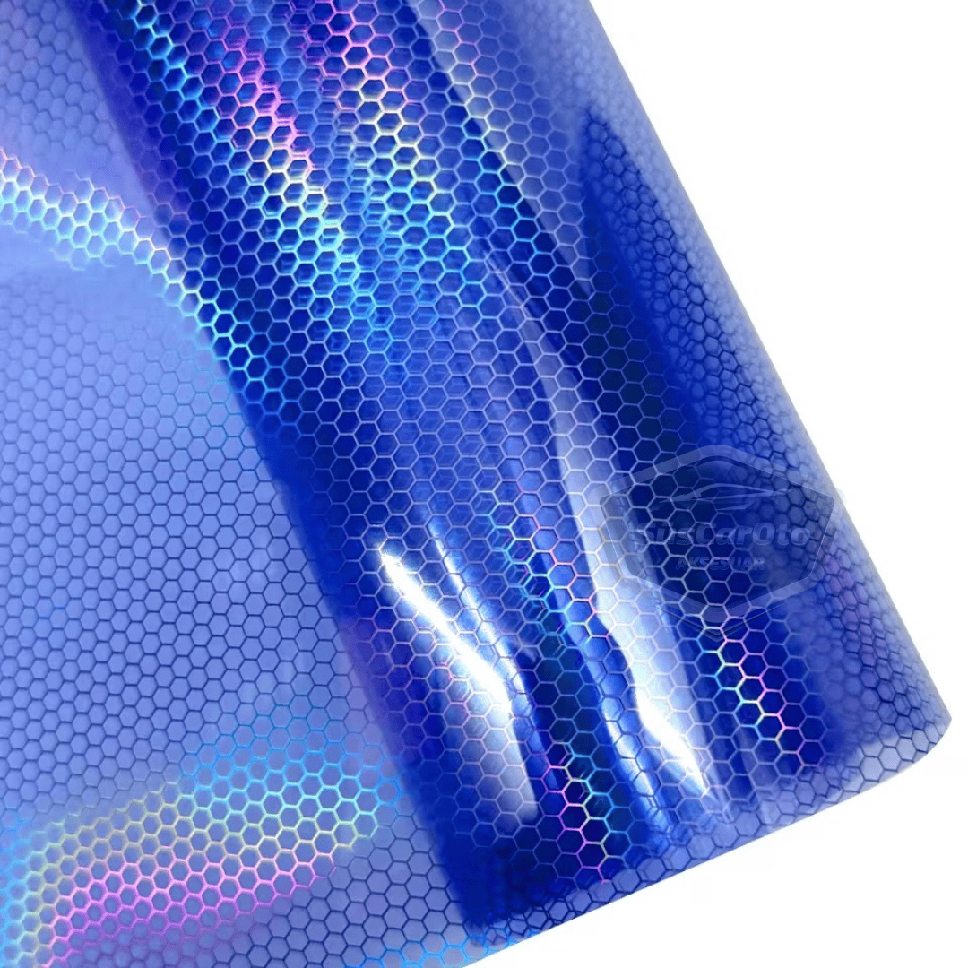 Koyu Mavi Hologram Petek Desen Far Stop Filmi Far Folyosu Far Çizik Çizilme Engelleyici Folyo 100 x 30 cm image 1