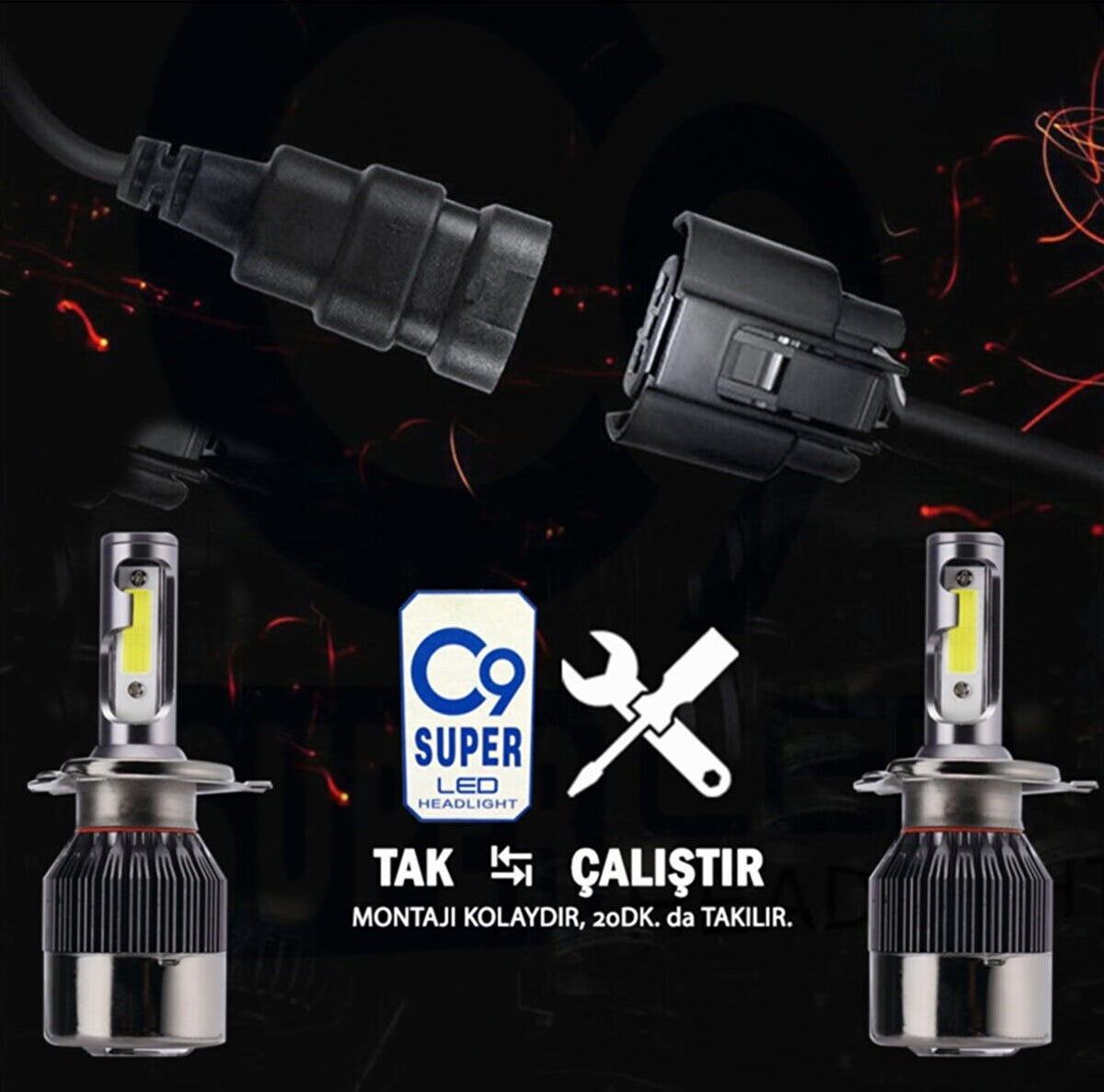 C9 Ultra Beyaz Led Xenon Soğutuculu Far Ampulü 8400 LM Şimşek Etkili Zenon H27 image 7