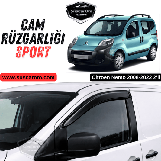 Citroen Nemo 2008-2022 Uyumlu Mugen Cam Rüzgarlığı Seti Piano Black 2'li İthal Parlak Siyah image 0