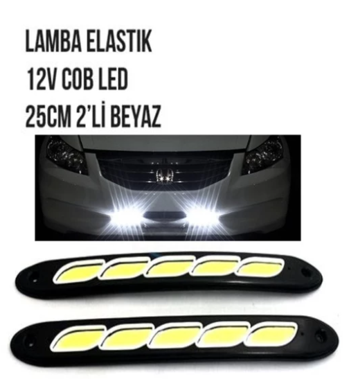 Carub 5 Led Gündüz Ledi Lamba 12V Sıralı Cob Elastik Beyaz 2 Adet image 0