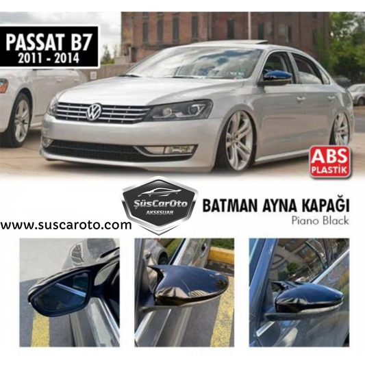 Vw Passat B7 2010-2014 Batman Yarasa Ayna Kapağı Piano Black ABS Plastik image 0
