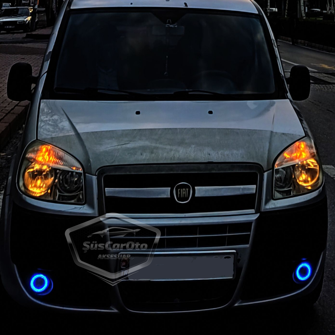 Fiat Doblo D2 2005-2010 Uyumlu Üniversal Mercekli Angel Sis Farı Metal Su Geçirmez 76 mm Sarı Halkalı Gündüz Farı Angel Eyes 2 Adet image 4