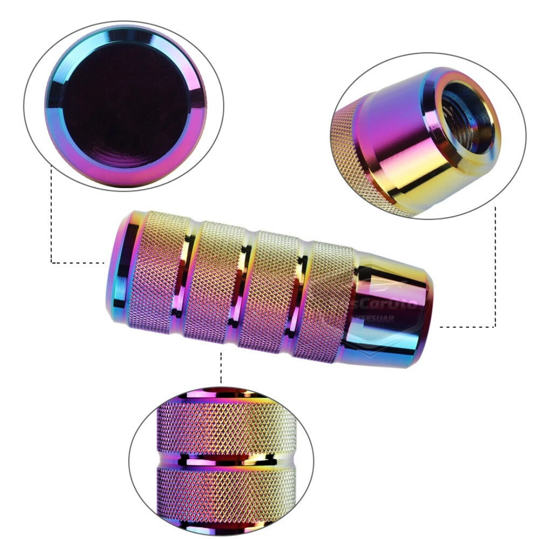 Üniversal 9.5 cm JDM Metal Spor Görünümlü Vites Topuzu Aparatlı Alüminyum Alaşım Otomatik-Manuel Yarış Vites Kolu Bukalemun Neo Krom image 1