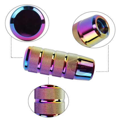Üniversal 9.5 cm JDM Metal Spor Görünümlü Vites Topuzu Aparatlı Alüminyum Alaşım Otomatik-Manuel Yarış Vites Kolu Bukalemun Neo Krom image 1