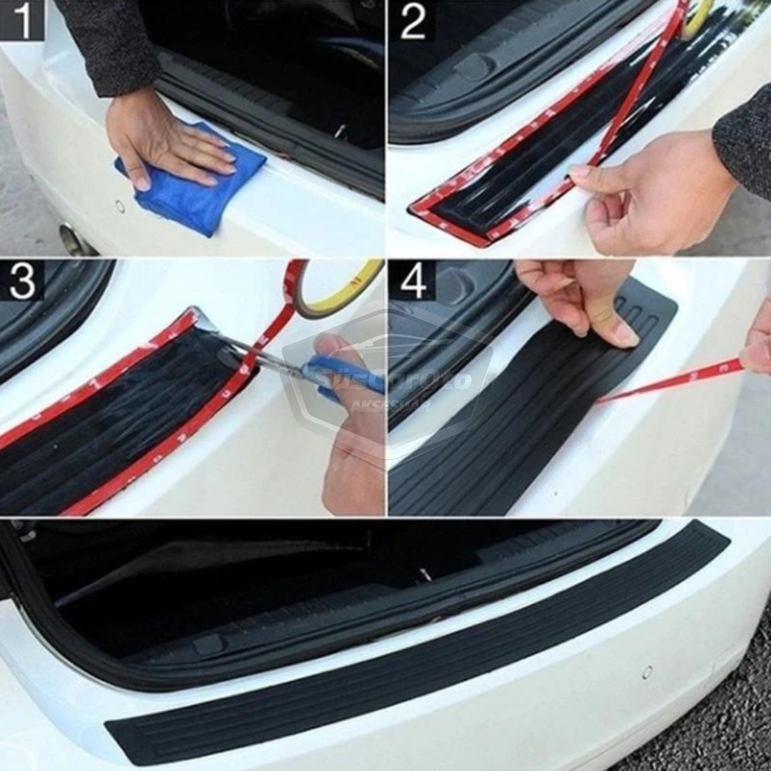 Üniversal Her Araca Uyumlu Arka Tampon Eşiği Koruyucu Bagaj Kapı Eşiği Koruma Bandı Siyah Kauçuk image 7