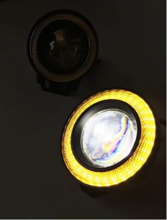 Üniversal Mercekli Angel Sis Farı Metal Su Geçirmez 89 mm Sarı Halkalı Angel Eyes image 7