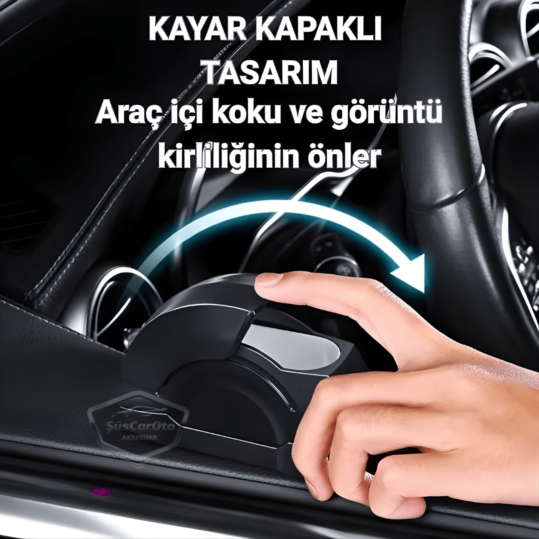 Üniversal Sürgülü Kapı Cam Kenarı Yanmaz Koku Geçirmez Sızdırmaz Oto Küllük Dumansız Kapaklı Spor Araç İçi Küllük Araba Küllüğü Siyah image 3