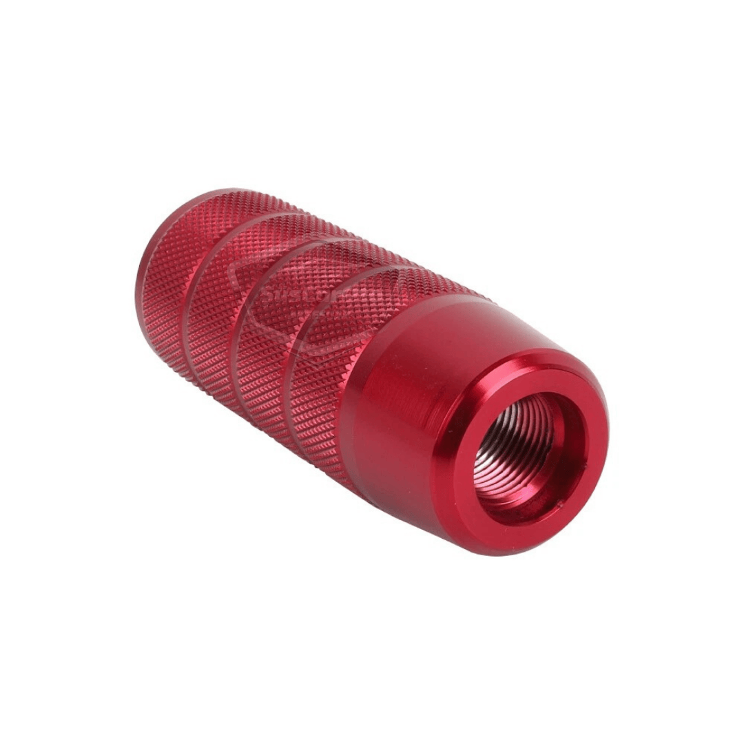 Üniversal 9.5 cm JDM Metal Spor Görünümlü Vites Topuzu Aparatlı Alüminyum Alaşım Otomatik-Manuel Yarış Vites Kolu Kırmızı image 9