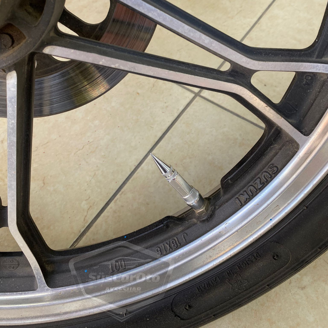 Sivri Sibop Kapağı Mermi Sibop Kapağı Araba Motosiklet Bisiklet Metal 4 lü Set Gümüş Krom image 3