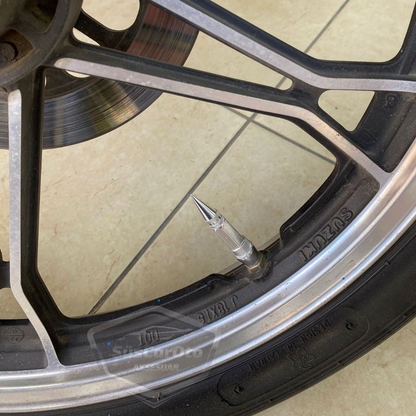 Sivri Sibop Kapağı Mermi Sibop Kapağı Araba Motosiklet Bisiklet Metal 4 lü Set Gümüş Krom image 3