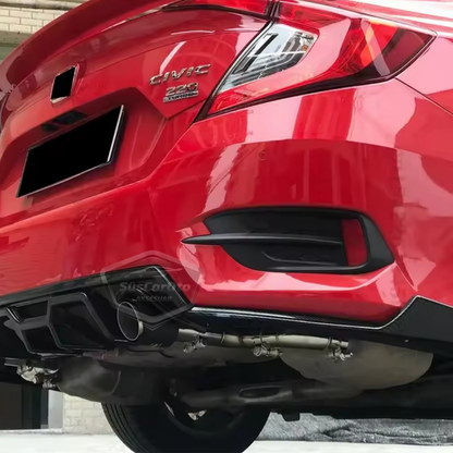 Honda Civic FC5 2016-2021 Araca Özel Parlak Siyah Arka Çıkıntılı Flap Kanatlı Arka Ek ABS Plastik Piano Black Arka Tampon Bıçak image 6