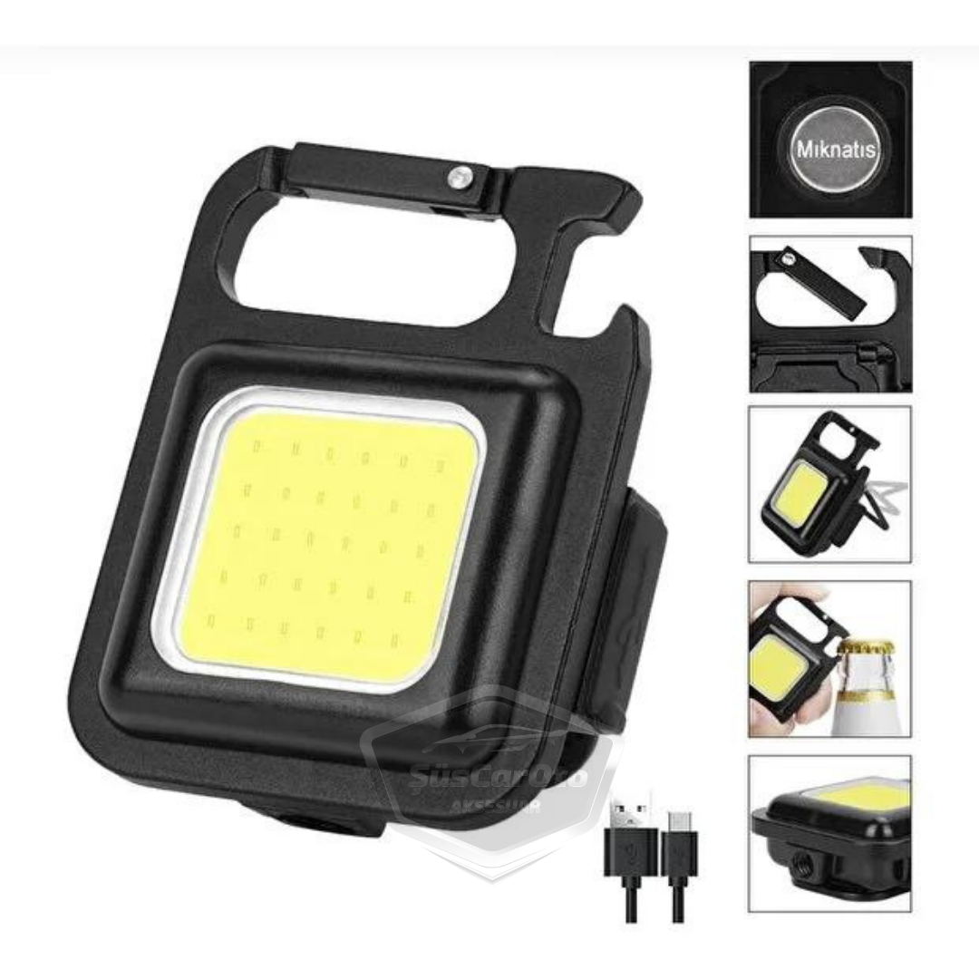 30 Ledli Mini El Feneri 4 Modlu Flash Çok Amaçlı Anahtarlık Su Geçirmez Şarjlı Mıknatıslı Led Işık Fonksiyonel Kamp Cep Işığı 1000 Lümen image 9