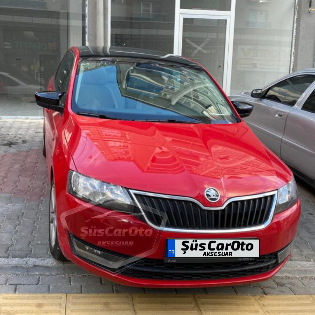 Skoda Rapid Sinyalli 2015-2017 Uyumlu Batman Yarasa Ayna Kapağı Piano Black ABS Plastik image 3
