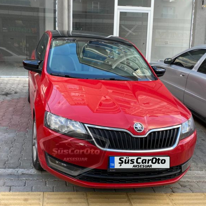 Skoda Rapid Sinyalli 2015-2017 Uyumlu Batman Yarasa Ayna Kapağı Piano Black ABS Plastik image 3