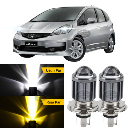 Honda Jazz 2009-2019 Uyumlu Mercekli Far Ampulü Led Xenon Çift Renk Sarı-Beyaz Far Şimşek Etkili CSP Led Lamba Uzun Kısa 2 Adet Takım image 0