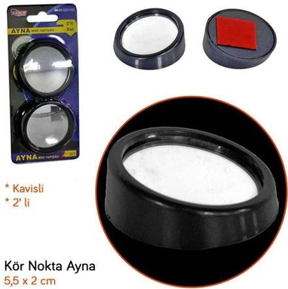 Carub Yuvarlak Kör Nokta Görüş Aynası Siyah 2 li Takım 5 cm image 1