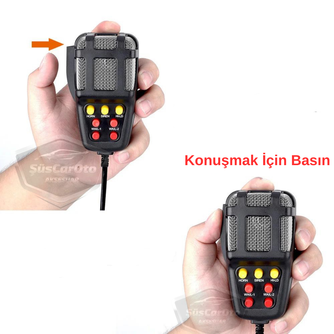 Her Araca Uyumlu 7 Sesli Güçlü Siren Korna Mikrofonlu Megafonlu 12V Polis Sireni 100W image 4