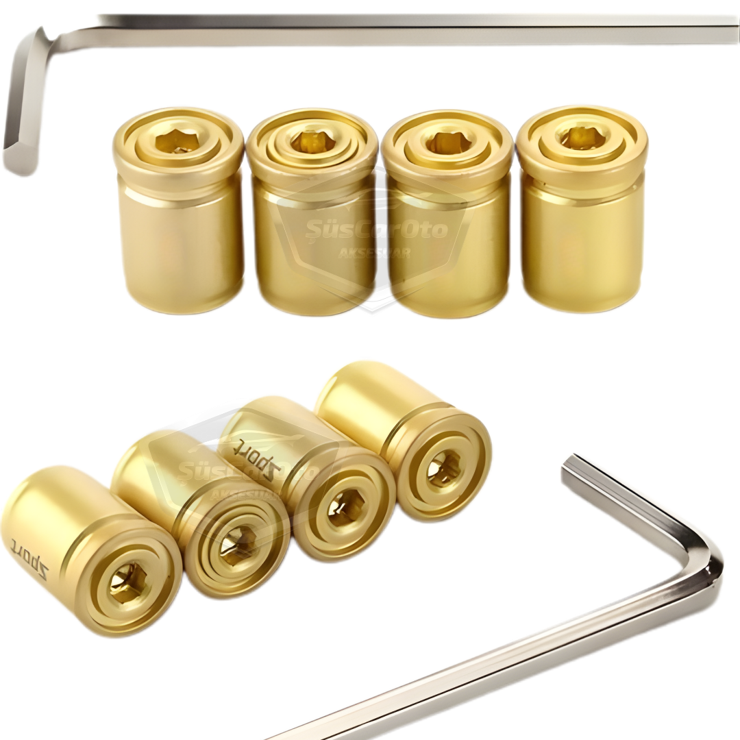 Kilitlemeli Sibop Kapağı Alyanlı Sibop Kapağı Araba Motosiklet Bisiklet Metal Sıkmalı Gold Altın 4 lü Set image 2