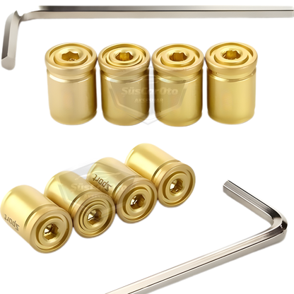 Kilitlemeli Sibop Kapağı Alyanlı Sibop Kapağı Araba Motosiklet Bisiklet Metal Sıkmalı Gold Altın 4 lü Set image 2