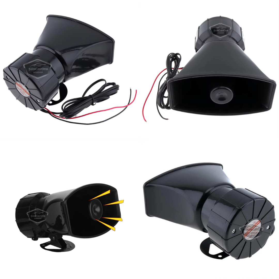 Her Araca Uyumlu Üniversal Ses Kaydetme ve Çalma Özellikli Siren 3 Farklı Siren Sesi Güçlü Polis Sireni Mikrofonlu Megafonlu Korna 12V 100W image 7