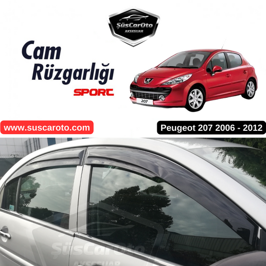 Peugeot 207 2006-2012 Uyumlu Mugen Cam Rüzgarlığı Seti Piano Black 4'lü İthal image 0