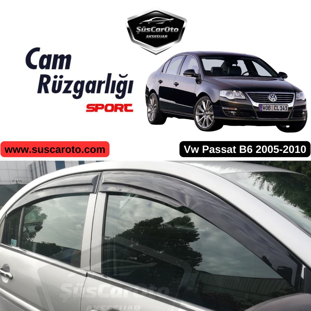 Vw Passat B6 2005-2010 Uyumlu Mugen Cam Rüzgarlığı Seti Piano Black 4'lü İthal image 0