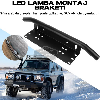 Her Araca Uyumlu Plaka Altlığı ve Koruma Demiri Sis Ayağı SUV 4X4 Off Road Led Montaj Braketi Plakalık Led Bağlantı Ayağı Krom image 4