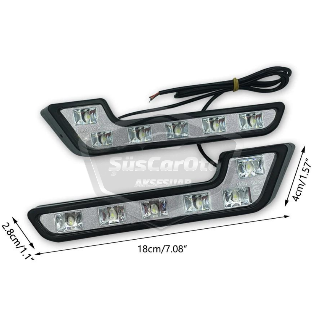 Üniversal 6 Led Mercedes Tip Gündüz Ledi Araba Gündüz Farı Araç Oto DRL Led Lamba Güçlü Işık 12V Su Geçirmez Beyaz 2 Adet image 3